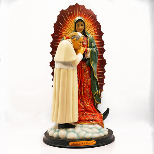 Virgen de Guadalupe y Juan Pablo II Statue